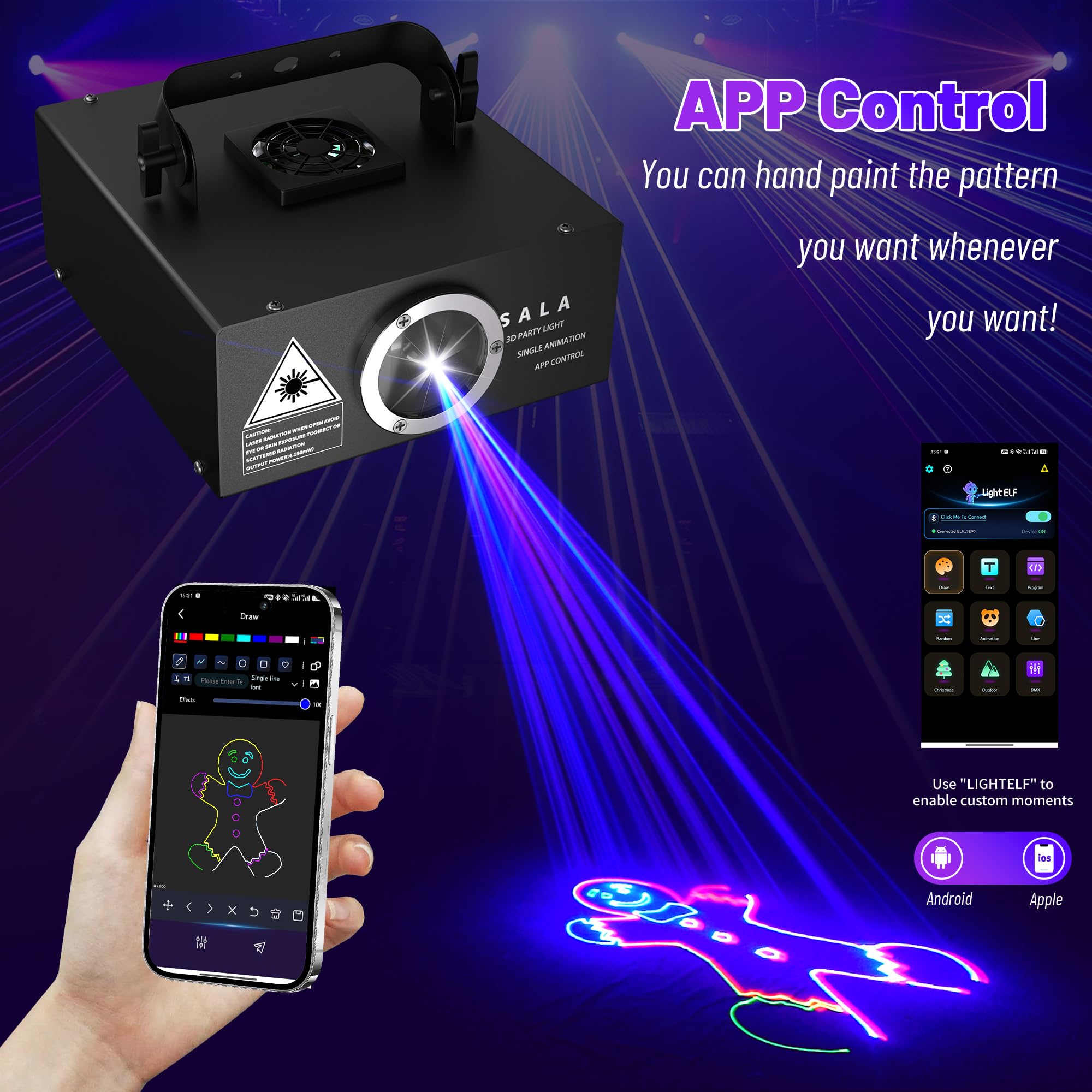 Amazon.com: DJ Laser Light with App Control, 3D Animation Laser